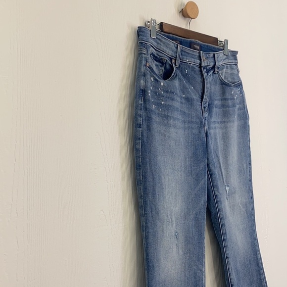 NYDJ - Marilyn Straight Light Distressed Paint Splattered Jeans Size 12 - Picture 5 of 15